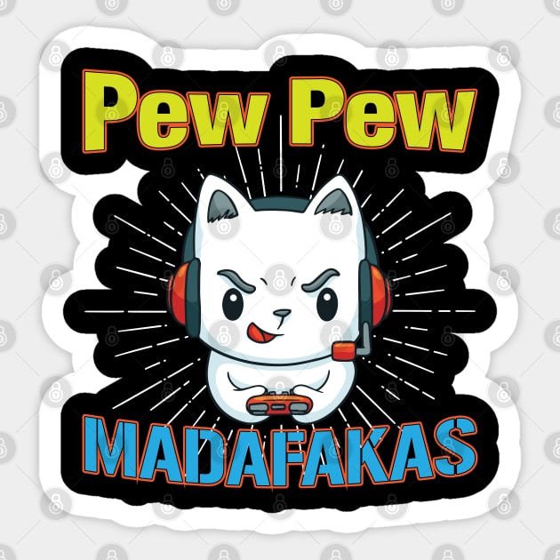Pew Pew Cat Gaming Cat Sticker by CRE4TIX